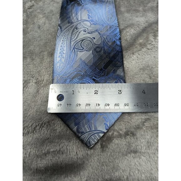 Men's Silk Necktie Lot of 2 Van Heusen Geo Print 59" Blue Tie 62" Brown Tie - Picture 10 of 12